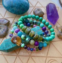 Load image into Gallery viewer, Magic School Bus Set of Three - Gemstone Stretch Bracelet Stack