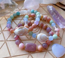 Load image into Gallery viewer, Under the Sea Set of Three - Shell + Pearl + Gemstone Stretch Bracelets