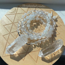 Load image into Gallery viewer, Radiant Light - Clear Quartz + Agate + Rainbow Moonstone Mala Necklace
