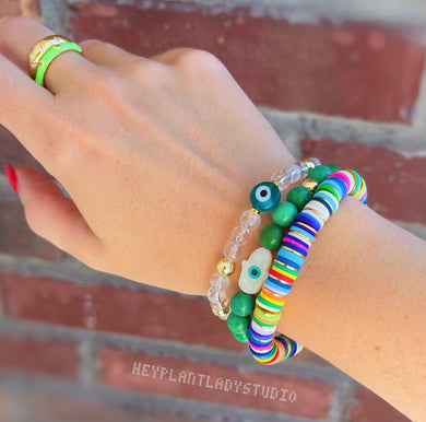 Road Trip - Set of Three Stretch Bracelets (18K Gold Plated + Shell)