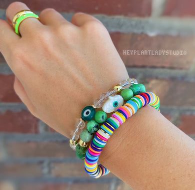 Tiki Bar - Set of Three Stretch Bracelets (18K Gold Plated + Shell)