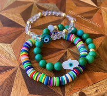 Load image into Gallery viewer, Road Trip - Set of Three Stretch Bracelets (18K Gold Plated + Shell)
