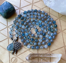 Load image into Gallery viewer, Recharged - 108 - Luxe Blue Rutile Quartz + Labradorite + African Kyanite + 925 Silver Mandala Mala