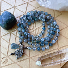 Load image into Gallery viewer, Recharged - 108 - Luxe Blue Rutile Quartz + Labradorite + African Kyanite + 925 Silver Mandala Mala