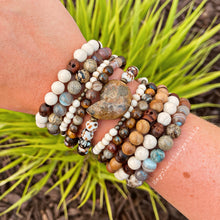 Load image into Gallery viewer, The Kraken - 8mm Botswana Agate + Fossil Coral - Stretch Bracelet