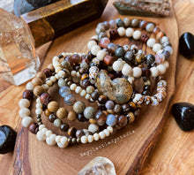 Load image into Gallery viewer, The Kraken - 8mm Botswana Agate + Fossil Coral - Stretch Bracelet
