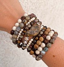 Load image into Gallery viewer, Scallywag - Ammonite + 6mm Fire Agate - Stretch Bracelet