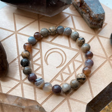 Load image into Gallery viewer, The Seven Seas - 8mm Botswana Agate + Picture Jasper  - Stretch Bracelet