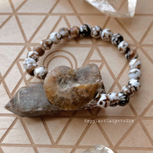 Load image into Gallery viewer, Scallywag - Ammonite + 6mm Fire Agate - Stretch Bracelet