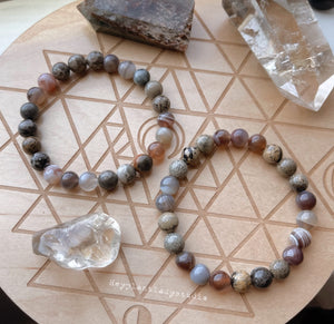 The Seven Seas - 8mm Botswana Agate + Picture Jasper  - Stretch Bracelet