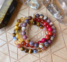 Load image into Gallery viewer, Fearless- 8mm Sunstone, Tigers Eye, Botswana Agate, and Citrine - Stretch Bracelet