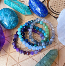 Load image into Gallery viewer, EARTH  - 8mm Sodalite, Blue Jasper, Chrysocolla, Blue Tigers Eye, Green Jade - Stretch Bracelet