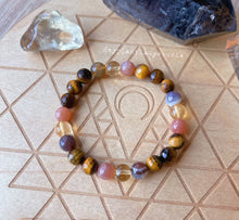 Load image into Gallery viewer, Fearless- 8mm Sunstone, Tigers Eye, Botswana Agate, and Citrine - Stretch Bracelet
