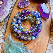 Load image into Gallery viewer, RESERVED - Higher Consciousness Bracelet -  AAA Iolite + AAA Fluorite + Kyanite + Chevron Amethyst