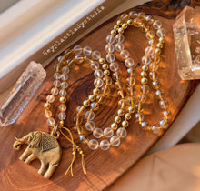 Load image into Gallery viewer, Pre-Order - Luck + Abundance - Citrine Mala + 24K Gold + Matte Quartz + Lucky Elephant