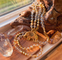 Load image into Gallery viewer, Pre-Order - Luck + Abundance - Citrine Mala + 24K Gold + Matte Quartz + Lucky Elephant