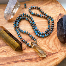 Load image into Gallery viewer, Double Terminated Citrine + Copper Turquoise Impression Jasper - 108 8mm Rondelle Mala Necklace