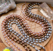 Load image into Gallery viewer, Kingman Turquoise Mohave Purple + Rainbow Toffee Freshwater Pearl Mala Necklace/Layering Necklace - 108 - 7mm Beads