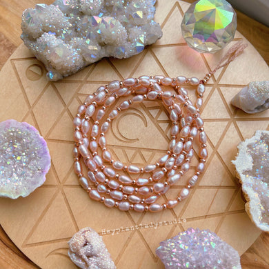 RESERVED (COMBINED SHIPPING) - One Pearl Tassel Mala + One Pink 7mm Pearl Layering Necklace