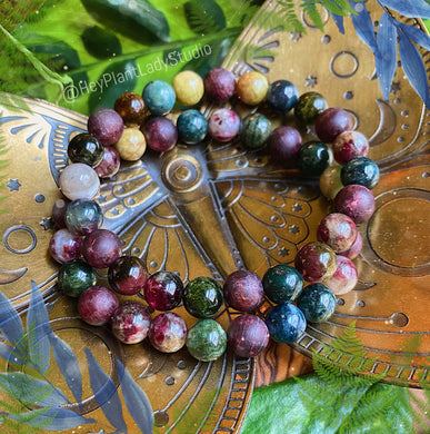 Heart Center Mala Bracelet - Watermelon Tourmaline + Matte Garnet