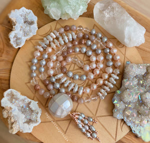 RESERVED (COMBINED SHIPPING) - One Pearl Tassel Mala + One Pink 7mm Pearl Layering Necklace