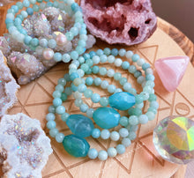 Load image into Gallery viewer, Rock Candy - Aqua Chalcedony + Diamond Cut Amazonite  - Stretch Bracelet