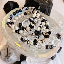 Load image into Gallery viewer, Diamonds are a Girls Best Friend - Fire &amp; Ice Quartz + Diamond Cut Clear Quartz Stretch Bracelet