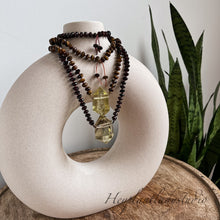 Load image into Gallery viewer, You Choose - Double Terminated Citrine + Diamond Cut Garnet or Tigers Eye - 108 - 8mm Rondelle 27&quot; Mala Necklace