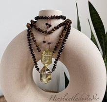 Load image into Gallery viewer, You Choose - Double Terminated Citrine + Diamond Cut Garnet or Tigers Eye - 108 - 8mm Rondelle 27&quot; Mala Necklace