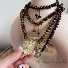 Load image into Gallery viewer, You Choose - Double Terminated Citrine + Diamond Cut Garnet or Tigers Eye - 108 - 8mm Rondelle 27&quot; Mala Necklace