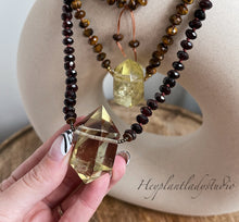 Load image into Gallery viewer, You Choose - Double Terminated Citrine + Diamond Cut Garnet or Tigers Eye - 108 - 8mm Rondelle 27&quot; Mala Necklace
