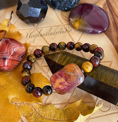 Enchanted Autumn Bracelet - Tigers Eye and Jasper