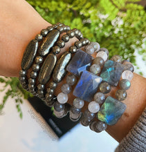 Load image into Gallery viewer, Alchemy - 7mm Pyrite + Pyrite Focal Stretch Bracelet