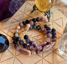 Load image into Gallery viewer, Howl at the rising Moon - Pink Conch Shell, Amethyst, Sardonyx, Citrine, Tourmaline, Sunstone, Strawberry Quartz
