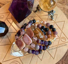 Load image into Gallery viewer, Howl at the rising Moon - Pink Conch Shell, Amethyst, Sardonyx, Citrine, Tourmaline, Sunstone, Strawberry Quartz