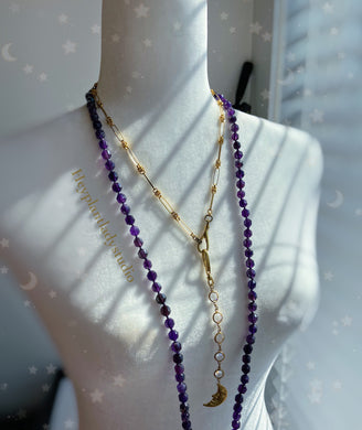 Moon Man + Swarovski Antique Brass Chain Lariat Necklace