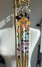 Load image into Gallery viewer, Rainbow Gemstone + Vintage Brass Curb Chain 31” Necklace