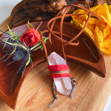 Dream Weaver - Rainbow Yarn + Vegan Suede + Clear Quartz