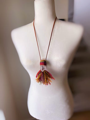 Earth Goddess - Rainbow Yarn + Vegan Suede + XL Clear Quartz