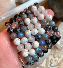 Load image into Gallery viewer, It&#39;s Only a Phase Bracelet - Selenite + Black Tourmaline + Clear Quartz