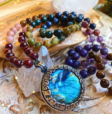 Pre-Order - RESERVED for Yelena -Round Labradorite #3 - Rooted in nature Mala