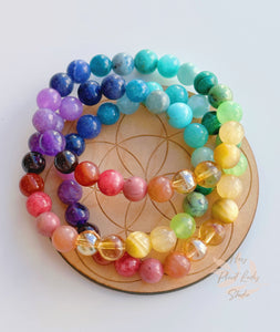 Kaleidoscope - Rainbow Gemstone Stretch Mala Bracelet