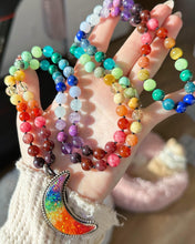 Load image into Gallery viewer, 108 Rainbow Gemstone Mala Necklace - Black Thread