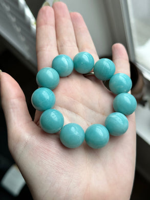 RESERVED - 15mm Amazonite Stretch Mala Bracelet