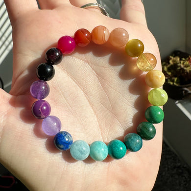RESERVED Kaleidoscope - Rainbow Gemstone Stretch Mala Bracelet