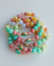 Load image into Gallery viewer, Joy Blossoms - Turquoise + Chrysoprase + Yellow Opal + Rose Quartz Stretch Mala Bracelet