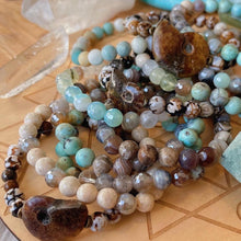 Load image into Gallery viewer, Peaceful Meadow - 8mm Prehnite, Rainbow Moonstone, Labradorite, Mystic Mocha Agate, Mystic Aqua Agate - Stretch Bracelet