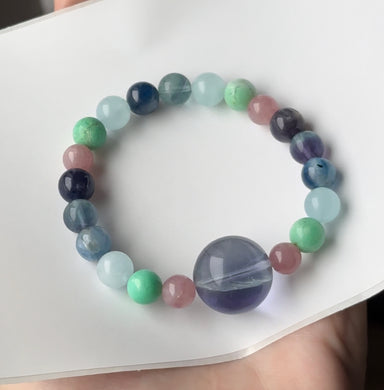 RESERVED - Blue Fluorite Stretch Mala Bracelet