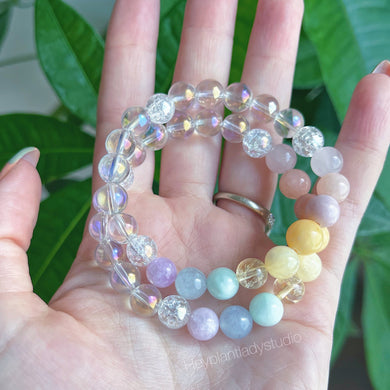 -RESERVED - Aura Quartz + Pastel Gemstone Bracelet