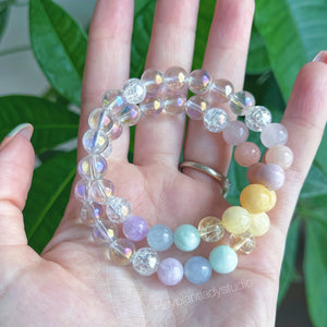 -RESERVED - Aura Quartz + Pastel Gemstone Bracelet